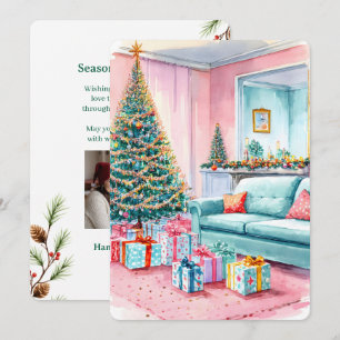 Personalisierbare Vintage-Flach-Weihnachtskarte Feiertagskarte