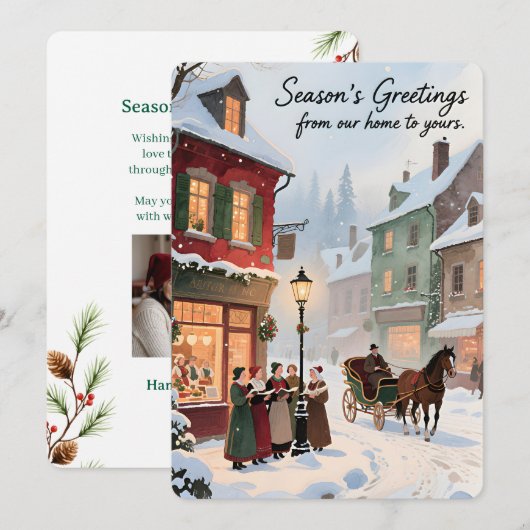 Personalisierbare vintage Flach-Weihnachtskarte  Feiertagskarte (Vorne/Hinten)