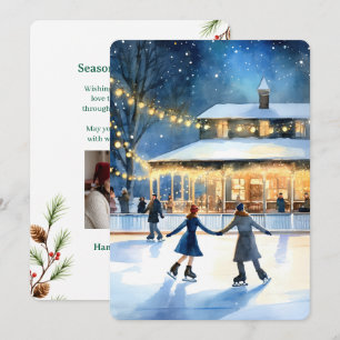 Personalisierbare Vintage-Flach-Weihnachtskarte Feiertagskarte