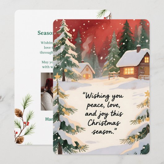 Personalisierbare Vintage-Weihnachtskarte mit Flac Feiertagskarte (Vorne/Hinten)