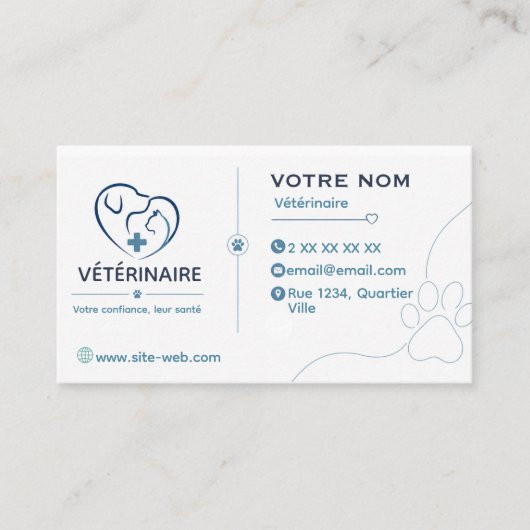 Personalisierbare Visitenkarte für Tierärzte (Vorderseite)