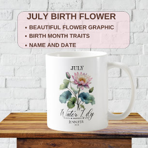 Personalisierbare Wasserlilie zum Juli-Geburtstag Kaffeetasse