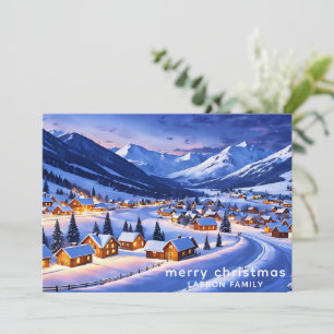 Personalisierbare Weihnachtskarte, Schnee Dorf im  Feiertagskarte