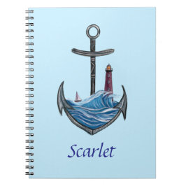 Personalisierbarer Anker- und Leuchtturm (Version Notizblock