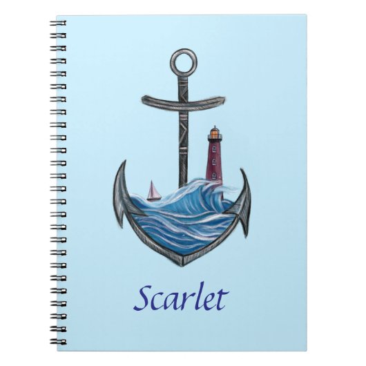 Personalisierbarer Anker- und Leuchtturm (Version Notizblock (Vorderseite)