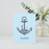 Personalisierbarer Anker- und Leuchtturm (Version Postkarte (Stehend Vorderseite)