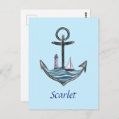 Personalisierbarer Anker- und Leuchtturm (Version Postkarte (Vorne/Hinten)