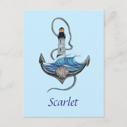 Personalisierbarer Anker- und Leuchtturm (Version  Postkarte (Vorderseite)