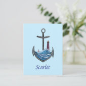 Personalisierbarer Anker- und Leuchtturm (Version  Postkarte (Stehend Vorderseite)