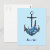 Personalisierbarer Anker- und Leuchtturm (Version  Postkarte (Vorne/Hinten)