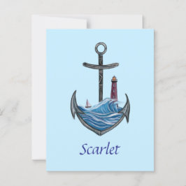 Personalisierbarer Anker- und Leuchtturm (Version  Postkarte
