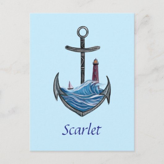 Personalisierbarer Anker- und Leuchtturm (Version  Postkarte (Vorderseite)