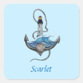 Personalisierbarer Anker- und Leuchtturm (Version Quadratischer Aufkleber (Vorderseite)