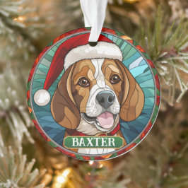 Personalisierbarer Beagle aus Hartglas Ornament