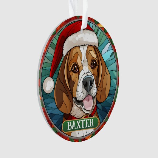 Personalisierbarer Beagle aus Hartglas Ornament (Vorderseite)