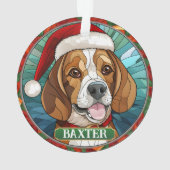 Personalisierbarer Beagle aus Hartglas Ornament (Rückseite)