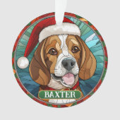 Personalisierbarer Beagle aus Hartglas Ornament (Vorderseite)