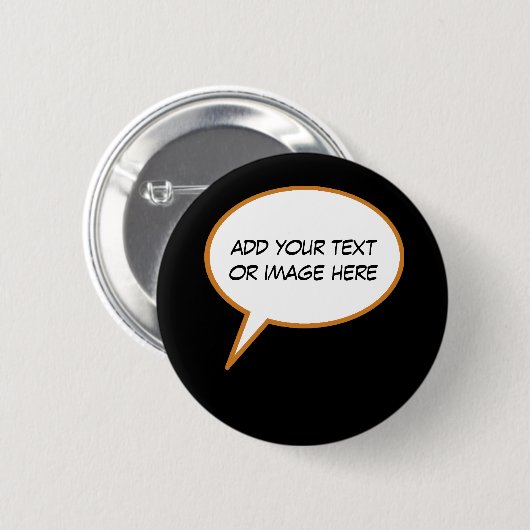 personalisierbarer Cartoon-Sprechballon Button (Vorne & Hinten)