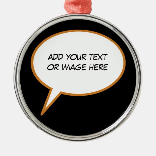 personalisierbarer Cartoon-Sprechballon Silbernes Ornament (Vorne)