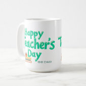 Personalisierbarer "Frohen Tag des Lehrers"-Becher Kaffeetasse (Vorderseite Links)