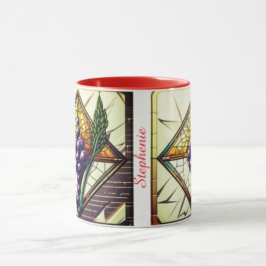 Personalisierbarer Glasmug mit Trauben und Weizen Tasse (Zentrum)