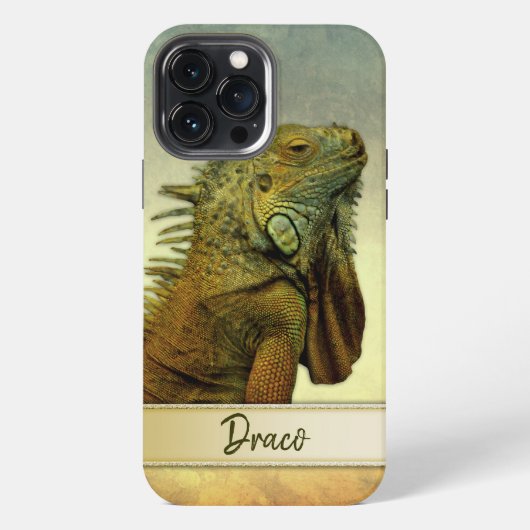 Personalisierbarer Grüner Leguan iPhone Hülle (Rückseite)