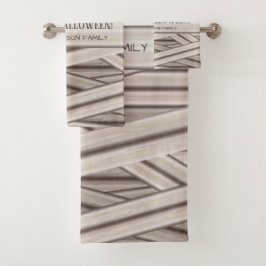 Personalisierbarer Halloween-Mummy Stripes Familie Badhandtuch Set