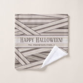 Personalisierbarer Halloween-Mummy Stripes Familie Badhandtuch Set (Waschlappen)
