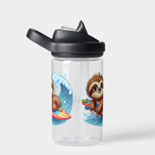 Personalisierbarer Kid-Surfing-Faultier Trinkflasche