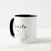 Personalisierbarer Name Illustriert mit Herz und B Tasse (Vorderseite Links)