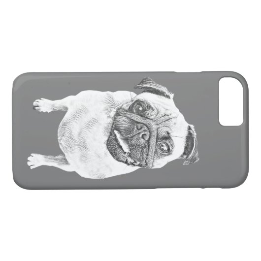 Personalisierbarer Stift Gezeichnet Mops iPhone Fa Case-Mate iPhone Hülle (Rückseite (Horizontal))