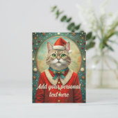 Personalisierbarer Text cat santa claus Weihnachte Postkarte (Stehend Vorderseite)