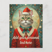 Personalisierbarer Text cat santa claus Weihnachte Postkarte (Vorderseite)
