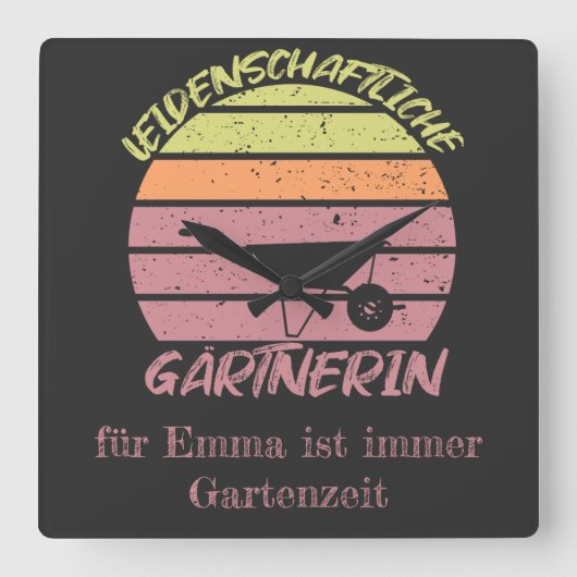 personalisierbares Design Gärtnerin Quadratische Wanduhr (Vorderseite)