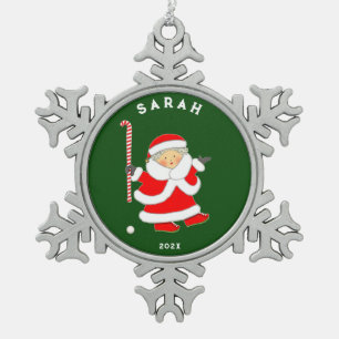 Personalisierbares Feldhockey-Sammelobjekt Schneeflocken Zinn-Ornament