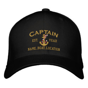 Personalisierbares Jahr und Name Captain Rope Anch Bestickte Kappe