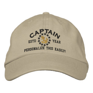 Personalisierbares JAHR und Name Captain Yacht Fla Bestickte Baseballkappe