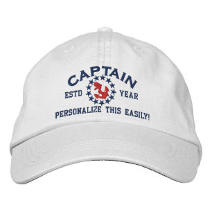 Personalisierbares JAHR und Name Captain Yacht Fla Bestickte Baseballkappe