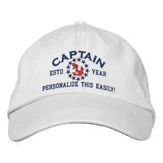 Personalisierbares JAHR und Name Captain Yacht Fla Bestickte Baseballkappe