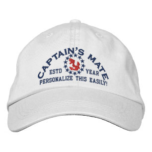 Personalisierbares Jahr und Name Captain's Mate Bestickte Baseballkappe