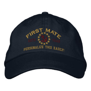 Personalisierbares Jahr und Name der ersten Mate Y Bestickte Kappe