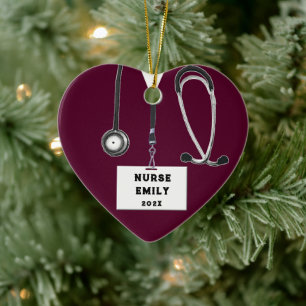 Personalisierbares Krankenpfleger-Weihnachtskollek Keramik Ornament