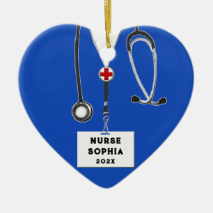 Personalisierbares Krankenpfleger-Weihnachtskollek Keramik Ornament