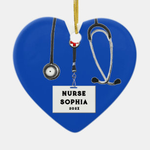 Personalisierbares Krankenpfleger-Weihnachtskollek Keramik Ornament