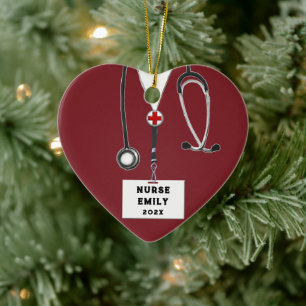 Personalisierbares Krankenpfleger-Weihnachtskollek Keramik Ornament