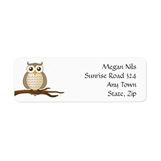 Personalisierbares Niedliches Owl | Rücksendeadres (Vorne)