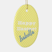 Personalisierbares Vintag-Gelbes Punkt HappyOaster Keramik Ornament (Rechts)
