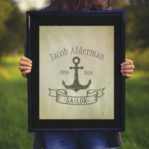 Personalisierbares Vintage-Sailor-Denkmal Poster