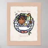 Personalisiere! Dark Skin Girl Bubble Bath Art Poster (Vorne)
