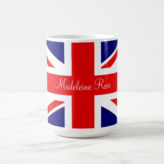 Personalisiere den Namen der britischen Flagge Kaffeetasse (Mittel)